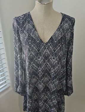 Lush Navy and White Printed Dress